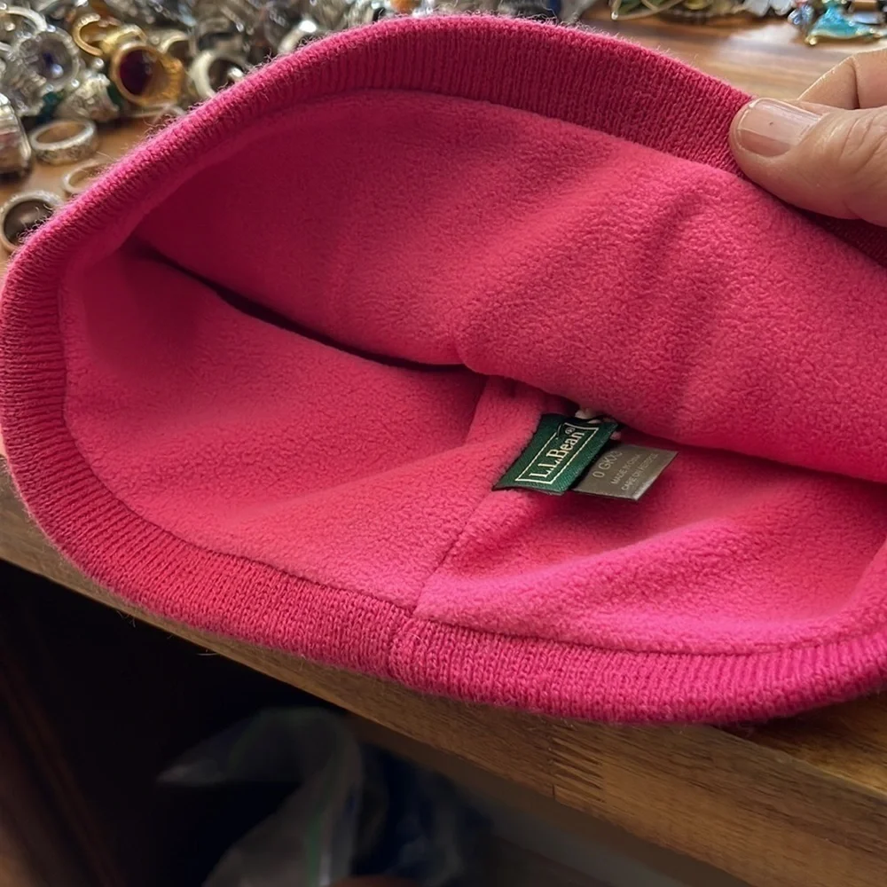 L.l. Bean Kids Girl Pink/Green With Tassel Print Beanie Hat. Size M P63/A